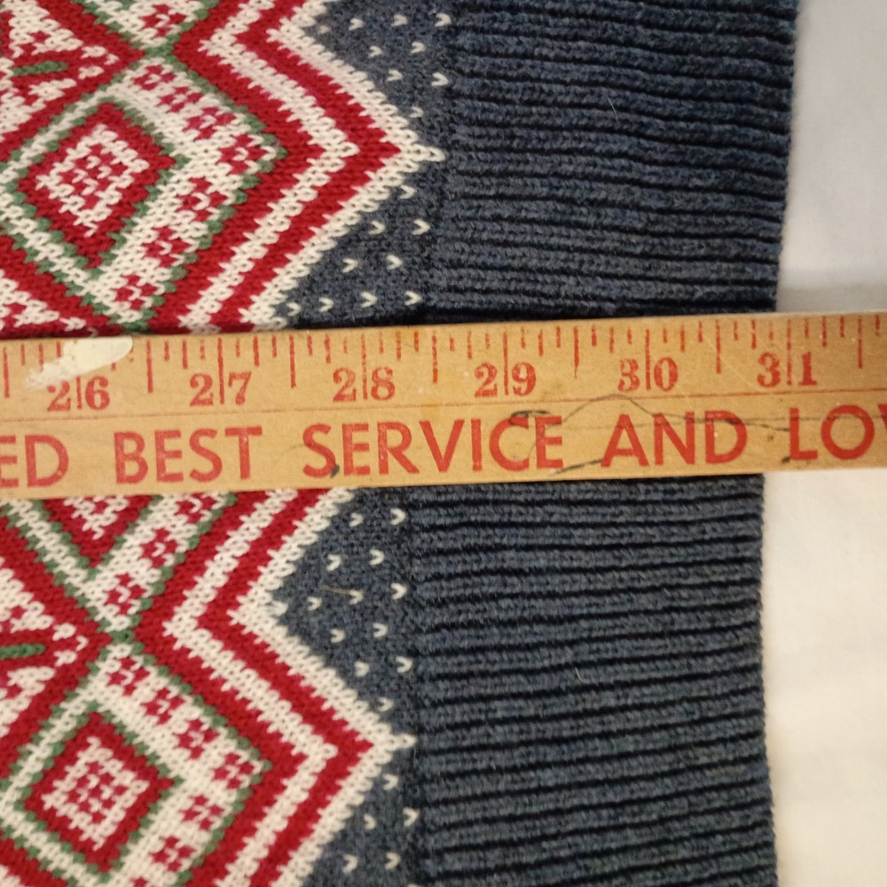 Aspen Quarter Zip Sweater Mens Medium Fair Isle Polar Bear Christmas Cotton Knit - Picture 7 of 7